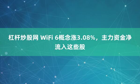 杠杆炒股网 WiFi 6概念涨3.08%，主力资金净流入这些股